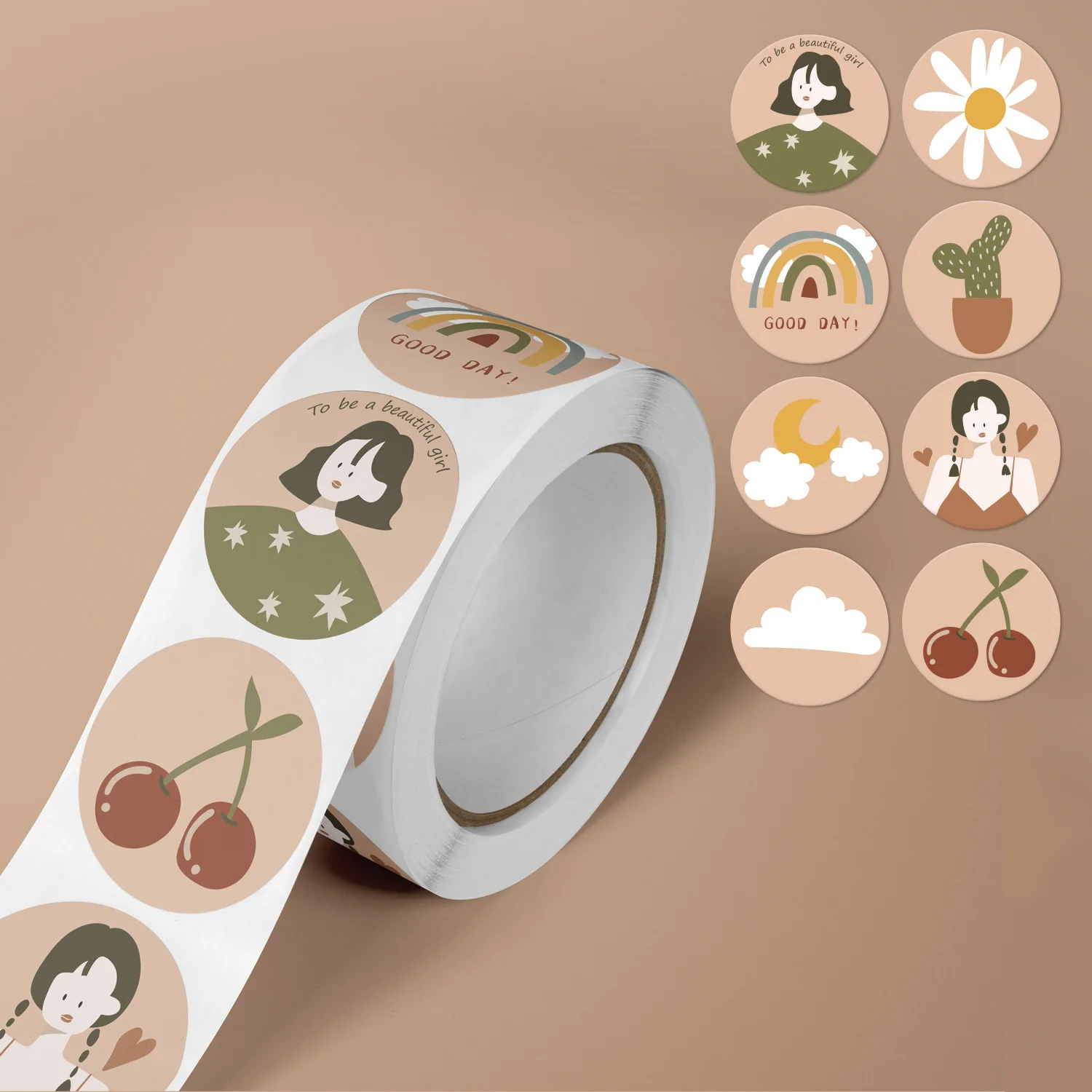 

50-500pcs Packing Sticker Label Lovely Sun Flower Girl Fruit Sticker For Gift Box Sticker For Card Envelope Sealing Label