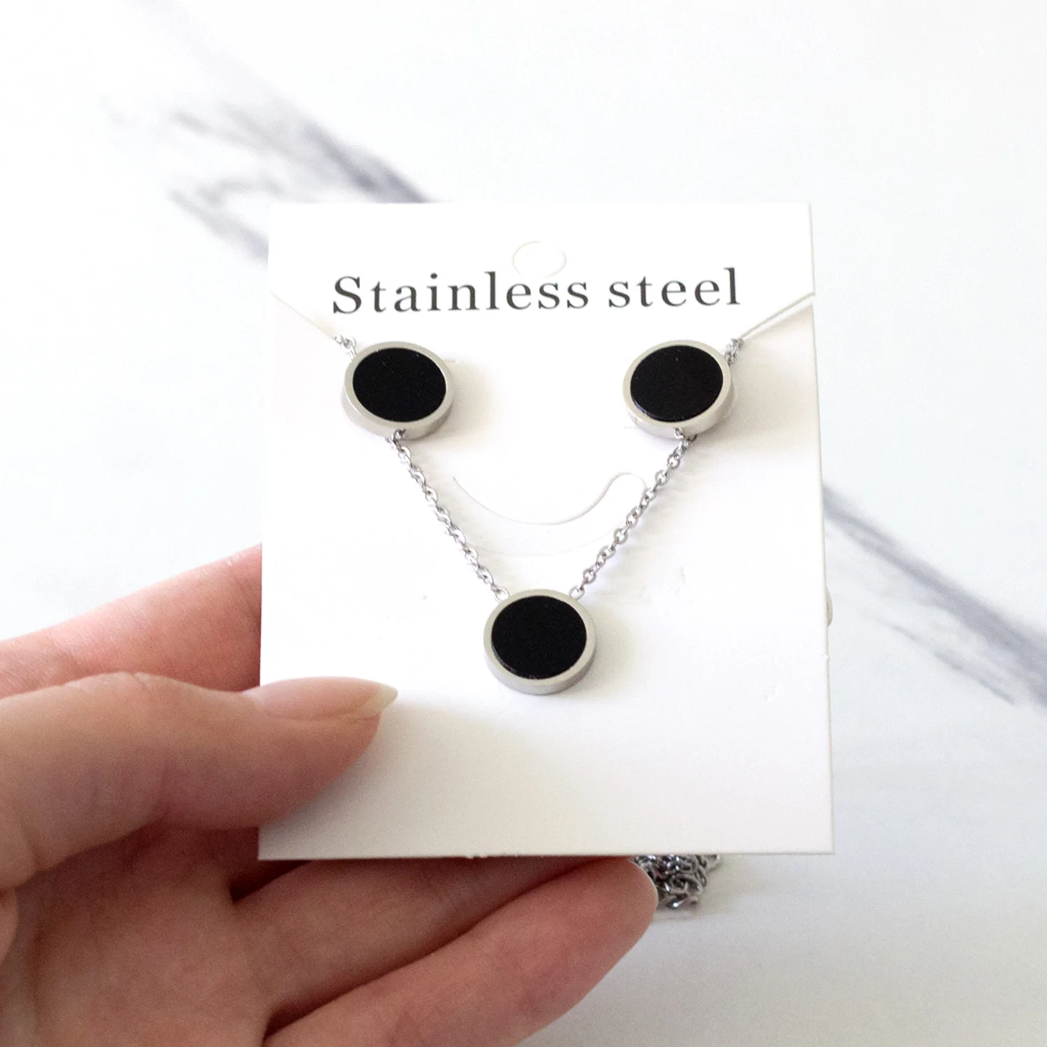 

LUXUKISSKIDS Round Shape Trendy Stainless Steel Necklace Earrings Sets For Women Chain Jewelry Set Valentine Gift collier femme