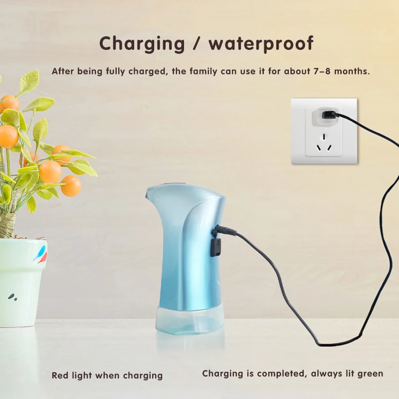 

Rechargeable Infrared Automatic Induction Foam Soap Dispenser Wall-mounted Soap Dispenser 380ML Suitable for Bathroom Kitchen