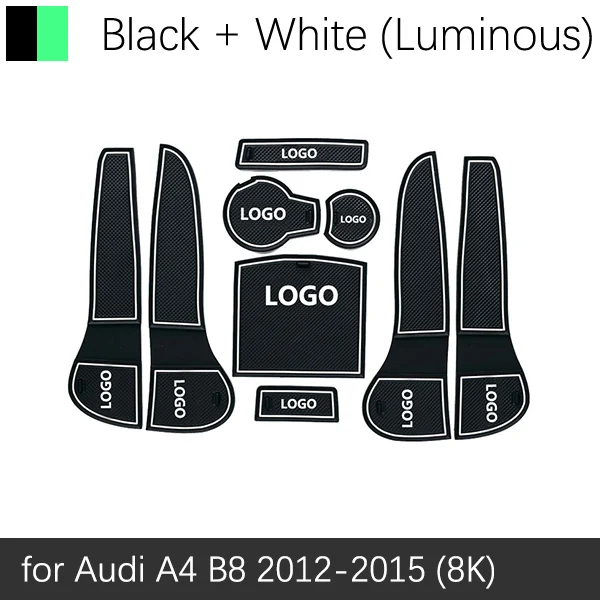 White Luminous Для Audi A4 B8 2012 2013 A4 8K RS4 S4 S line RS 4 Противоскользящий резиновый слот для ворот коврик подставка аксессуары наклейки для автомобиля - Название цвета: White Luminous