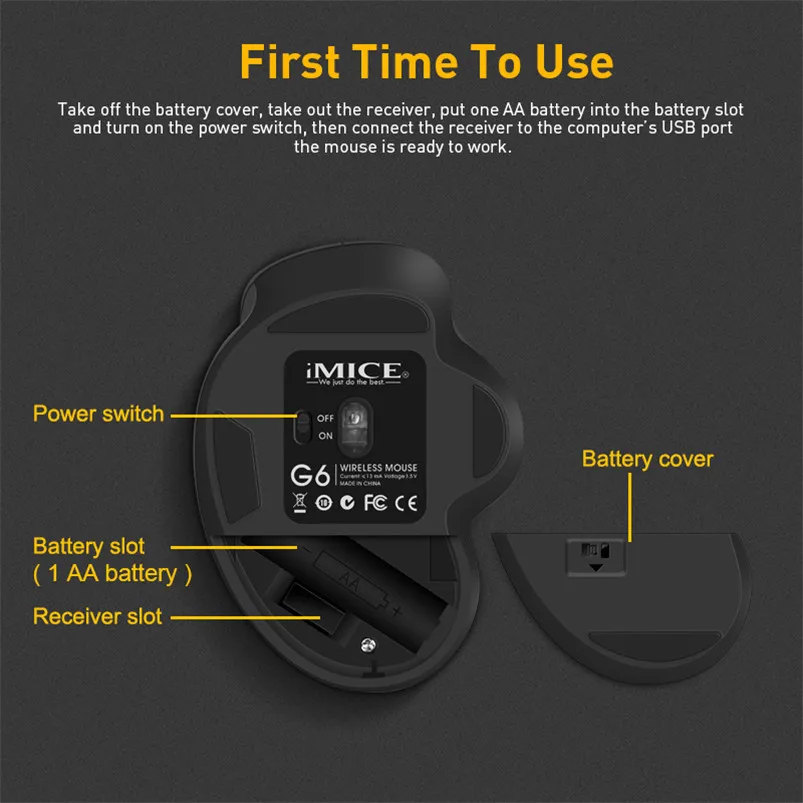 

Wireless Mouse Ergonomic Computer Mouse PC Optical Mause with USB Receiver 6 buttons 2.4Ghz Wireless Mice 1600 DPI For Laptop