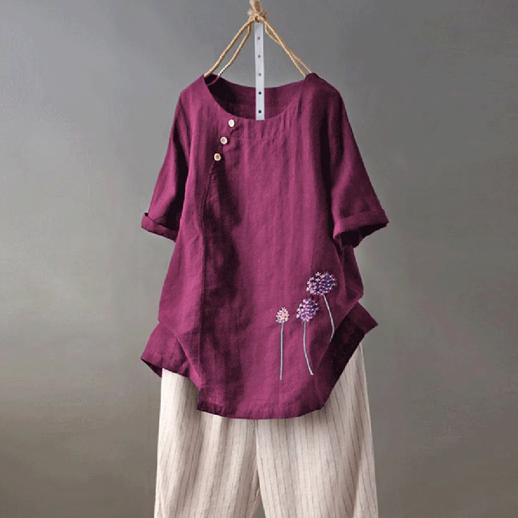 Белая рубашка 5XL женская одежда в стиле бохо Повседневная блузка из хлопка и льна