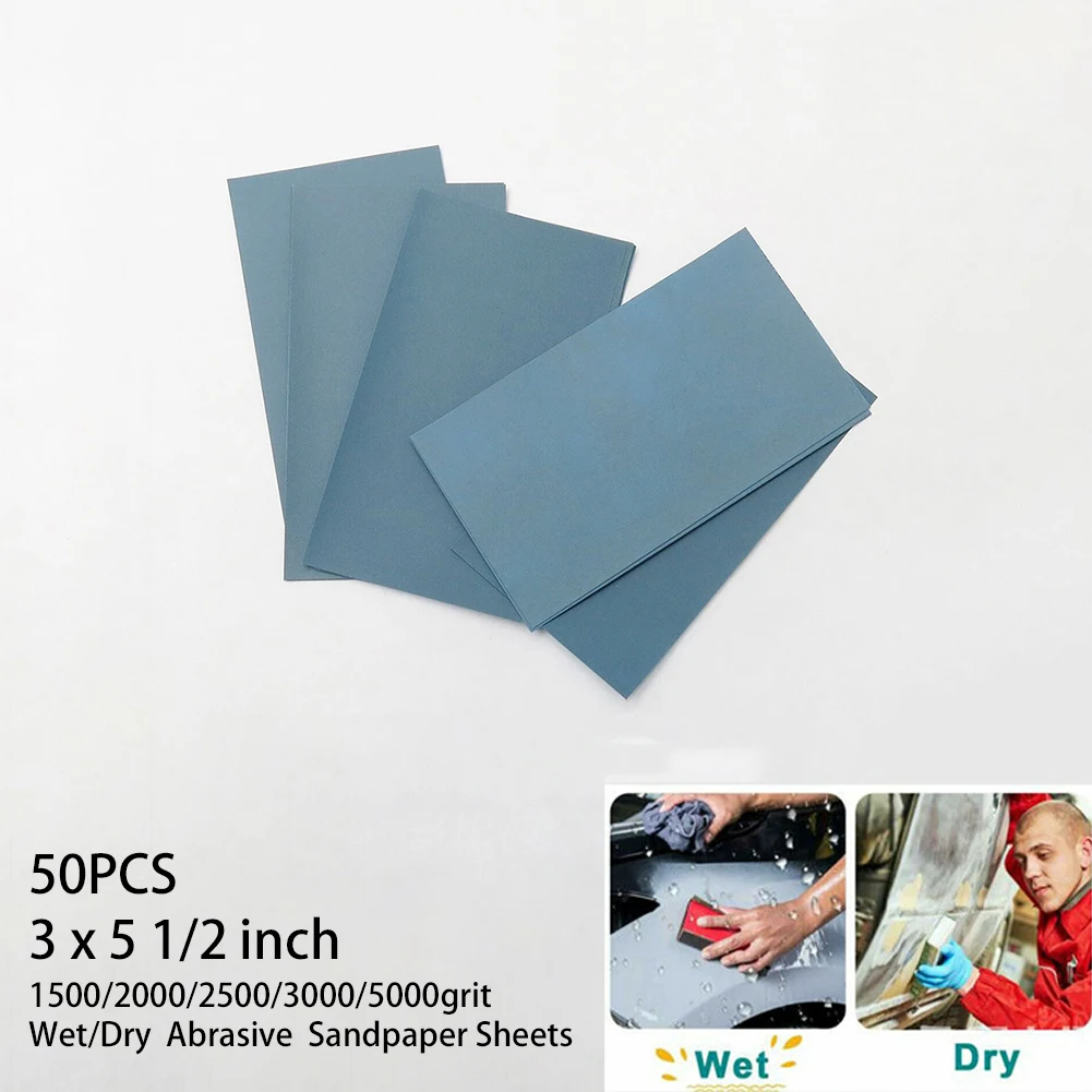 50pcs Sandpaper Wet / Dry 3\"*5 1/2\&quot1500/2000/2500/3000/5000 Grit Grinding Automotive Industry Furniture | Инструменты