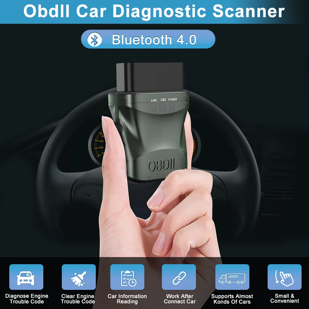Сканер автомобильный Anchtek ELM327 V1.5 OBD2 беспроводной Bluetooth сканер адаптер OBD II
