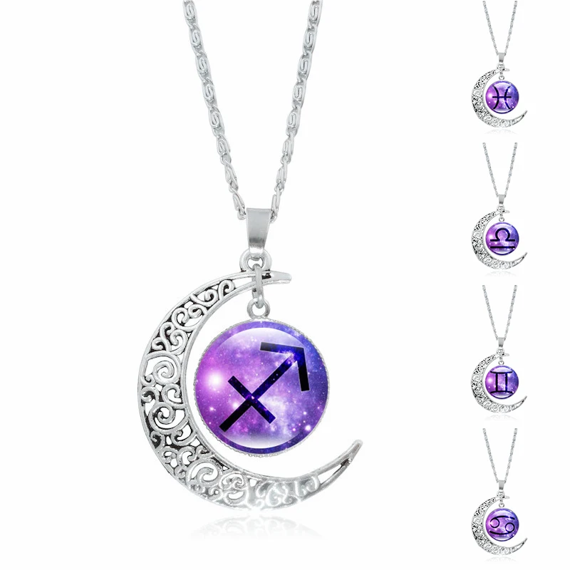 12 ожерелье с созвездием женский подарок на день рождения стекло зодиака кабошон