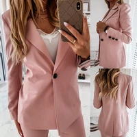 office lady autumn solid color long sleeve one button slim blazer suit jacket