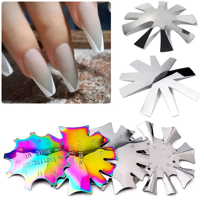 

Easy French Smile Cut V Line Almond Shape Tips Manicure Edge Trimmer Nail Cutter Acrylic French Fake Nail Shaping Template Tools