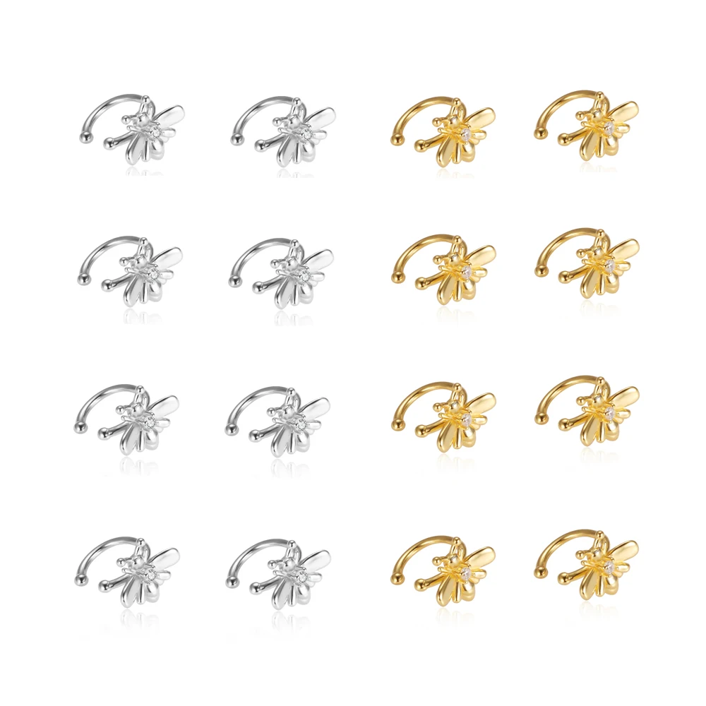 

Shiny Zircon Cute Animal Bee Earrings Pure 925 Sterling Silver Fake Piercing Ear Cuff Earrings for Women Fine Jewelry Gifts