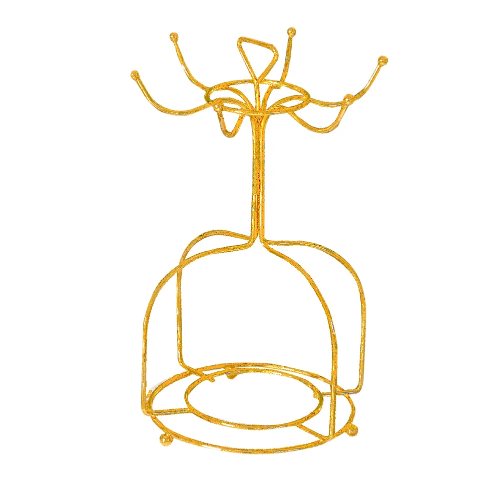 

6 Hook Kitchen Countertop Drinkware Shelf Fast Dry Organizer With Handle Coffee Mug Holder Modern Tree Style Gold Restaurant