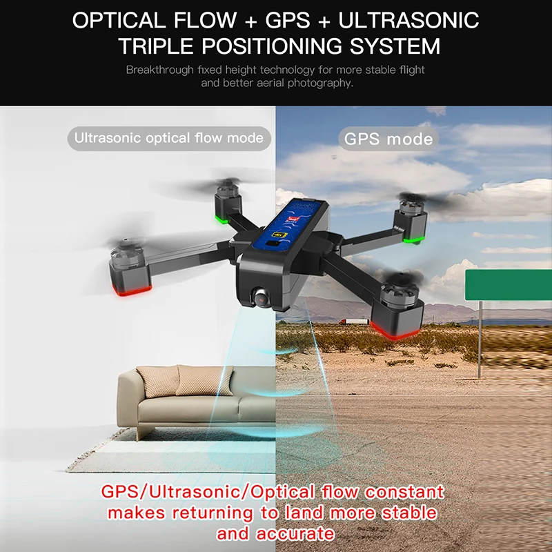 Квадрокоптер Радиоуправляемый складной с камерой 4K FHD Wi-Fi GPS | Игрушки и хобби