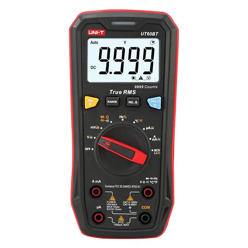 

Цифровой мультиметр UNI-T UT60BT, тестер True RMS, автоматический диапазон, 9999 отсчетов, совместимый с Bluetooth, измеритель напряжения постоянного и пер...