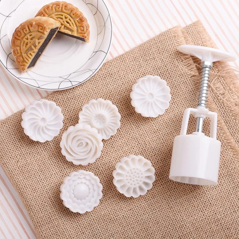 1SET baking Mid-autumn moon cake mold Plastic fondant mung bean pumpkin hand pressing pastry embossing | Дом и сад