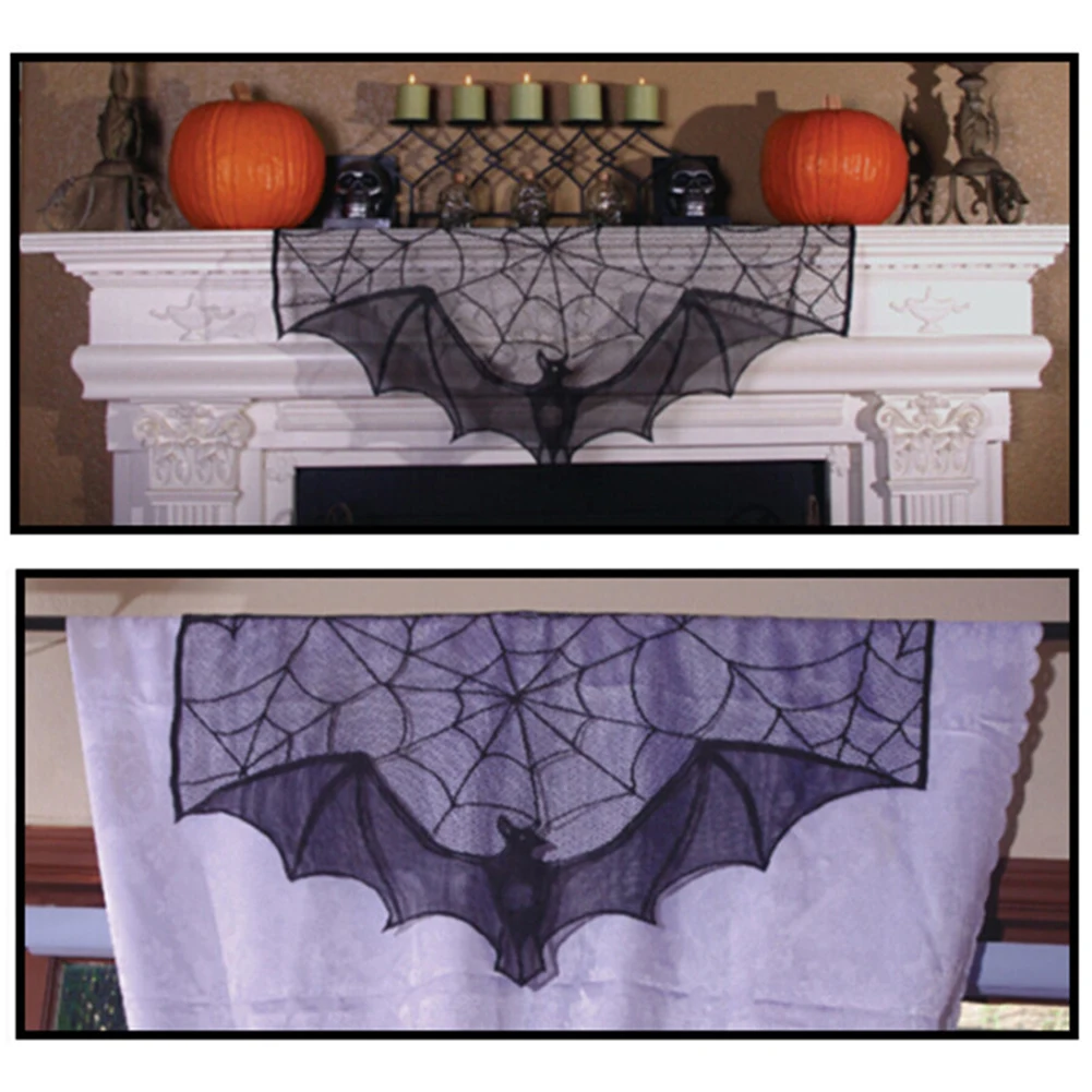 2019 Хэллоуин Паутина Летучая мышь Паук сетчатая скатерть камин МАНТИЯ вечерние