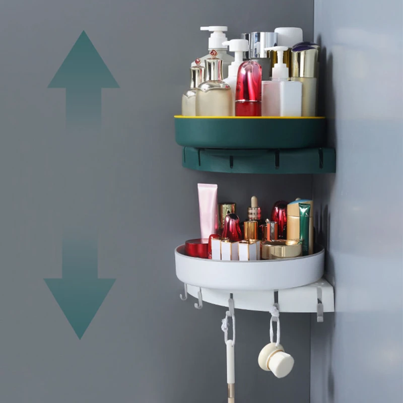 

Кухонный Органайзер, полка для ванной комнаты, настенный двухслойный вращающийся ящик для хранения, угловой стеллаж для хранения в туалете