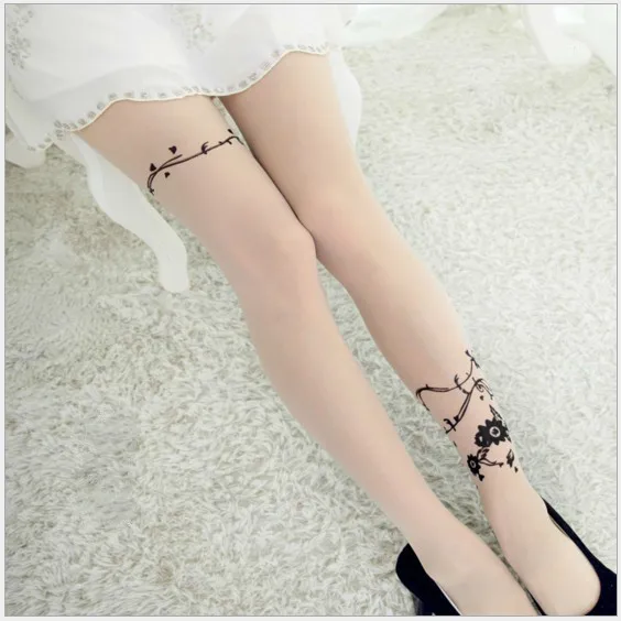 Камуфляжная Татуировка бархатная набивка шелк Женские колготки 20D сексуальный