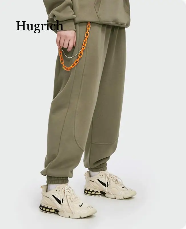 

Loose Fit Men Sweatpant In Pure Color 2021 Winter Elastic Waist Sweatpant Streetwear Men Outdoor Pants