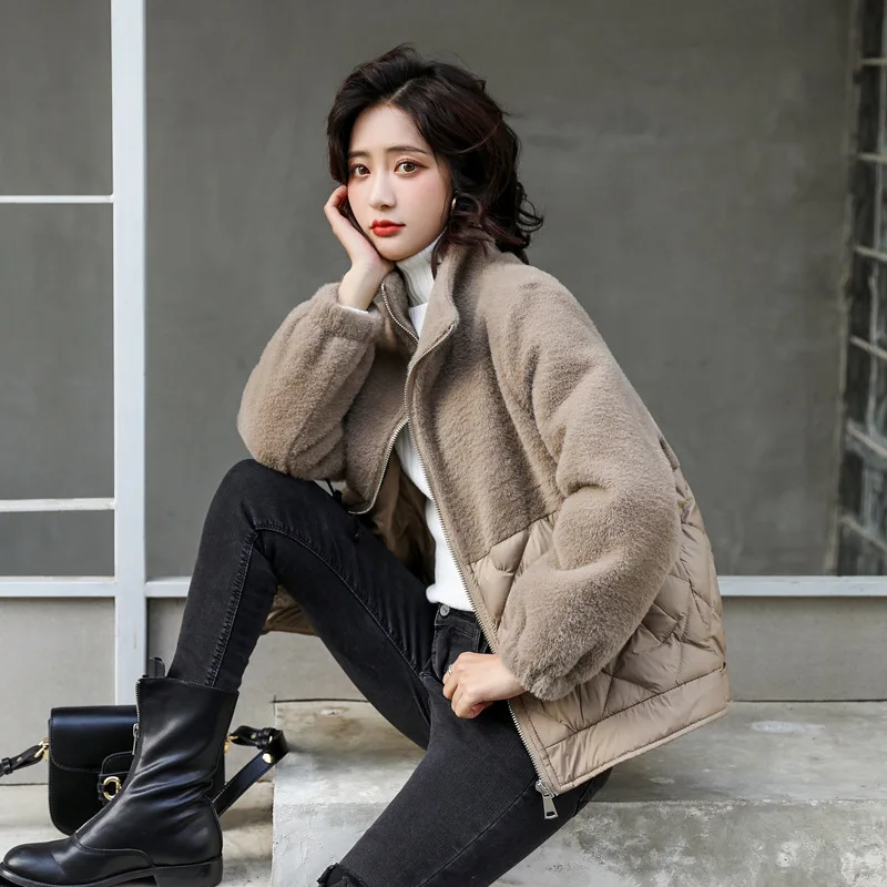 

Winter new Korean version of loose fur down and down padded jacket small padded jacket jacket tide padded jacket women short