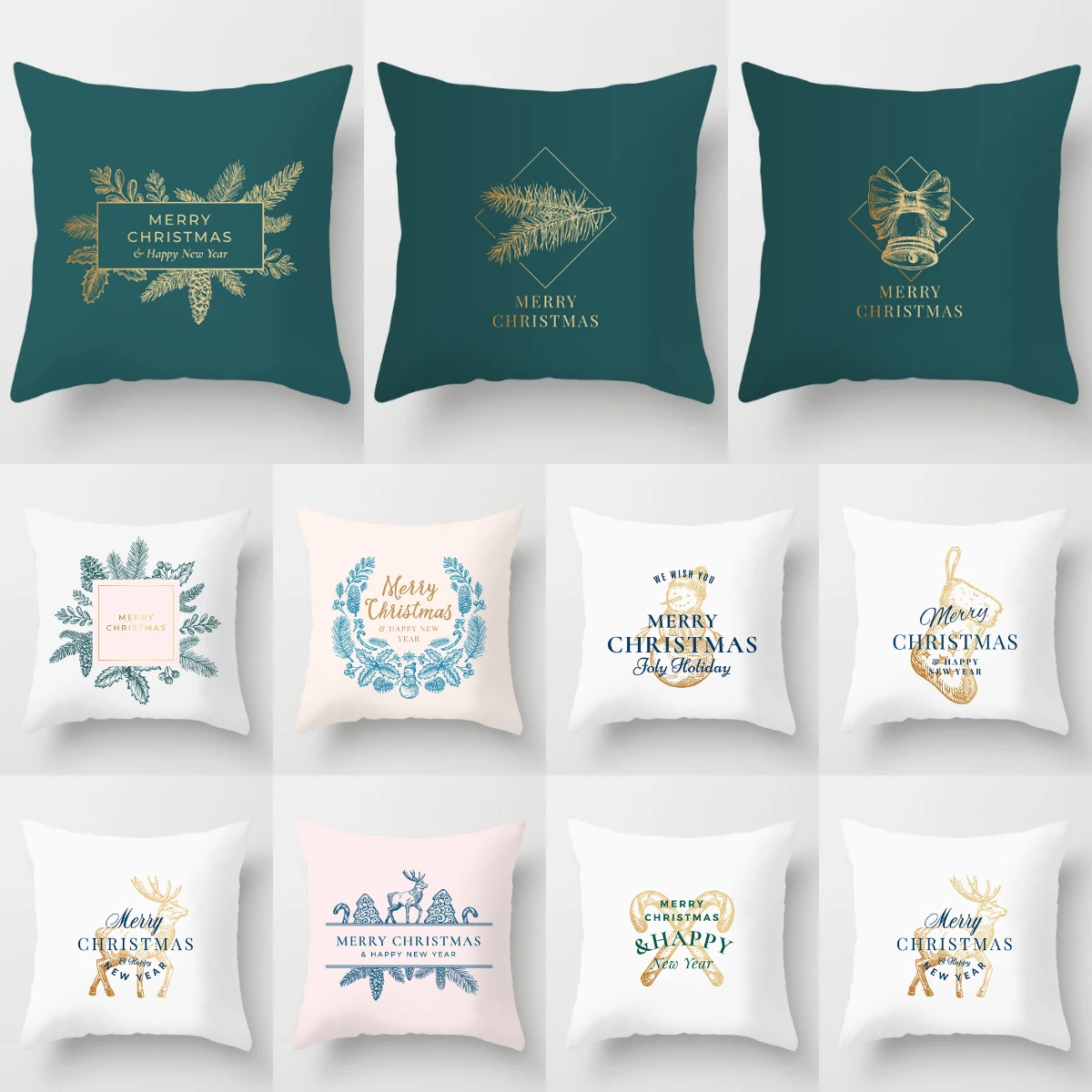 

New Christmas Pillow Cushion Covers Nordic Style Christmas Simple Blue Green White Throw Pillow Cover Decorative Christmas Decor