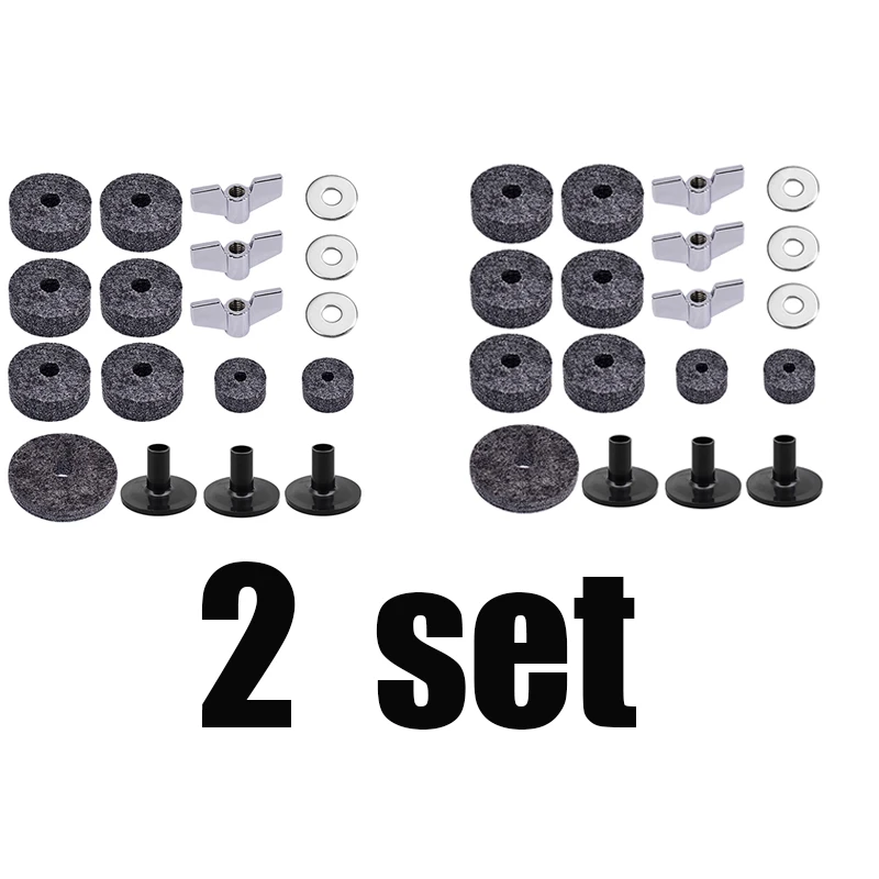 2 set Комплект из 2 предметов, 18 шт барабанные тарелки набор аксессуаров для тарелок чувствовал шайбы тарелки рукава барашковые гайки Привет шляпа сцепления Войлок привет-шляпа чашка Войлок ударная установка - Цвет: 2 set