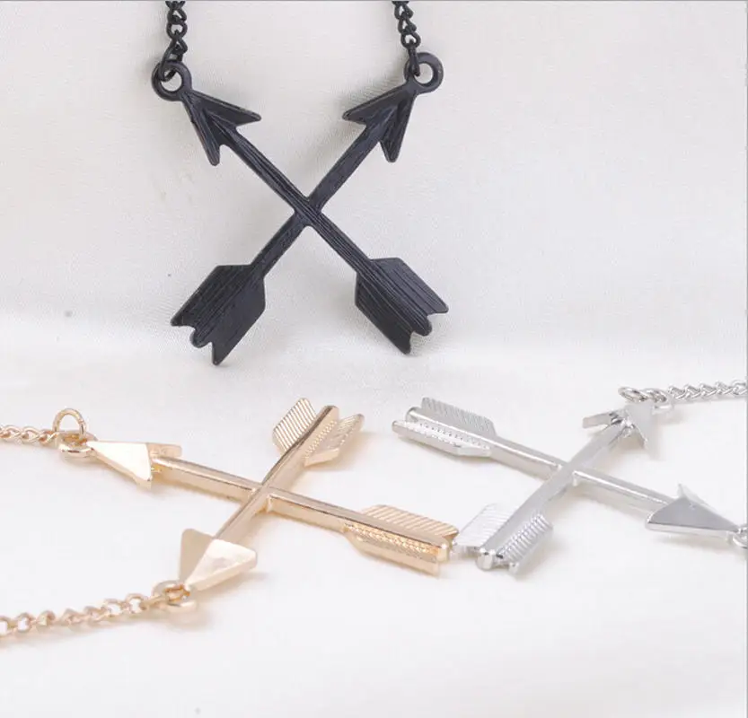 Модное Золотое серебряное ожерелье со стрелкой для женщин и мужчин новинка