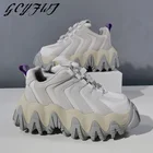 Женские кроссовки на шнуровке, натуральная кожа, плоская платформа, толстая подошва, повседневные, Ретро стиль