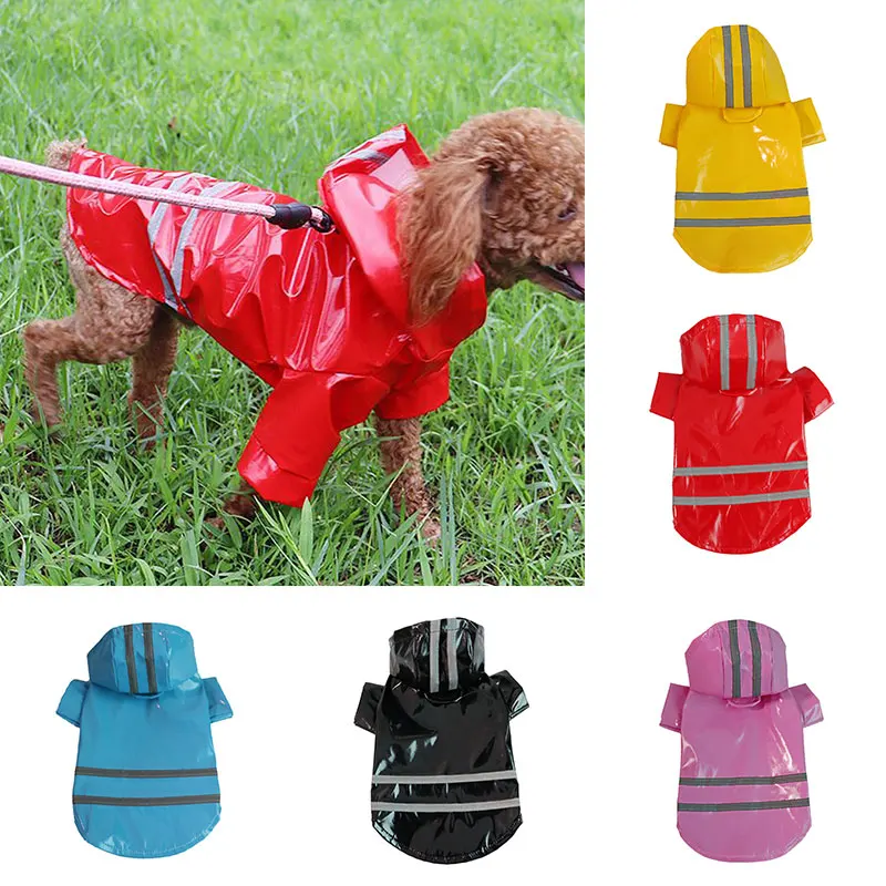 

Newest Puppy Rain Coat Reflective Waterproof Hooded Jackets PU Summer Raincoat for Dogs Cats Outdoor Clothes Pet Supplies