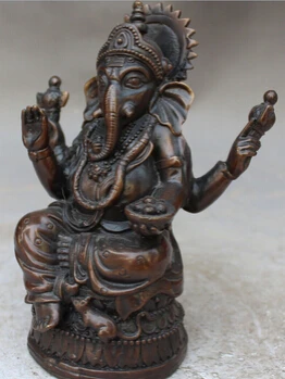 free shipping&lt&lt&lt&lt 18CM tibet buddhism bronze 4 arm Elephant Nose Jambhala Mammon god buddha statue Statue |