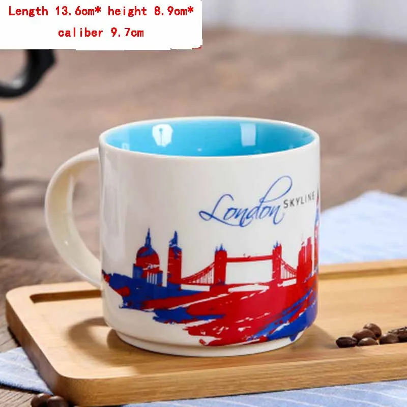 London-1 420 мл мраморная керамическая кружка Город Кружка города по всему миру путешествия кофейная кружка молоко чай чашки для завтрака творческий домашний декор подарки - Цвет: London-1