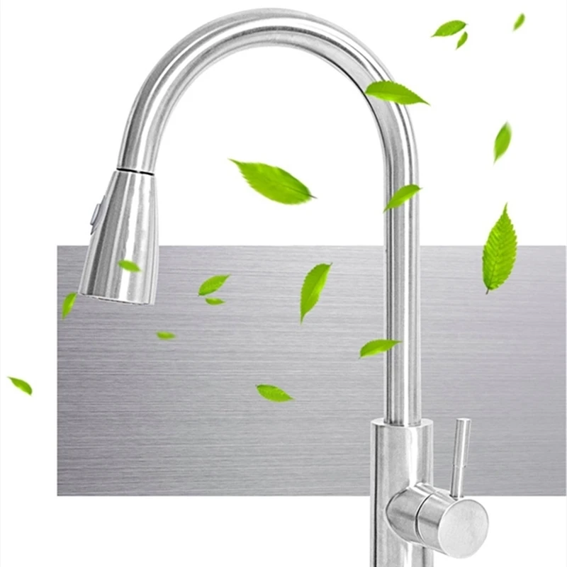 

Смеситель из матового никеля, выдвижной смеситель для раковины с одним отверстием, кран и смеситель для кухонной раковины, распылитель пото...