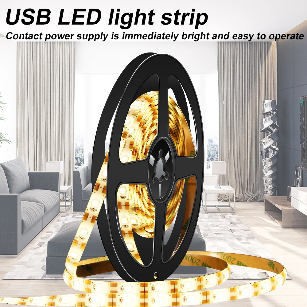 

LED Strip USB TV Backlight Lamp Tape DC 5V Waterproof Leds Diode Ribbon 0.5M 1M 2M 3M 4M 5M Christmas Room Decor Lights Stripe
