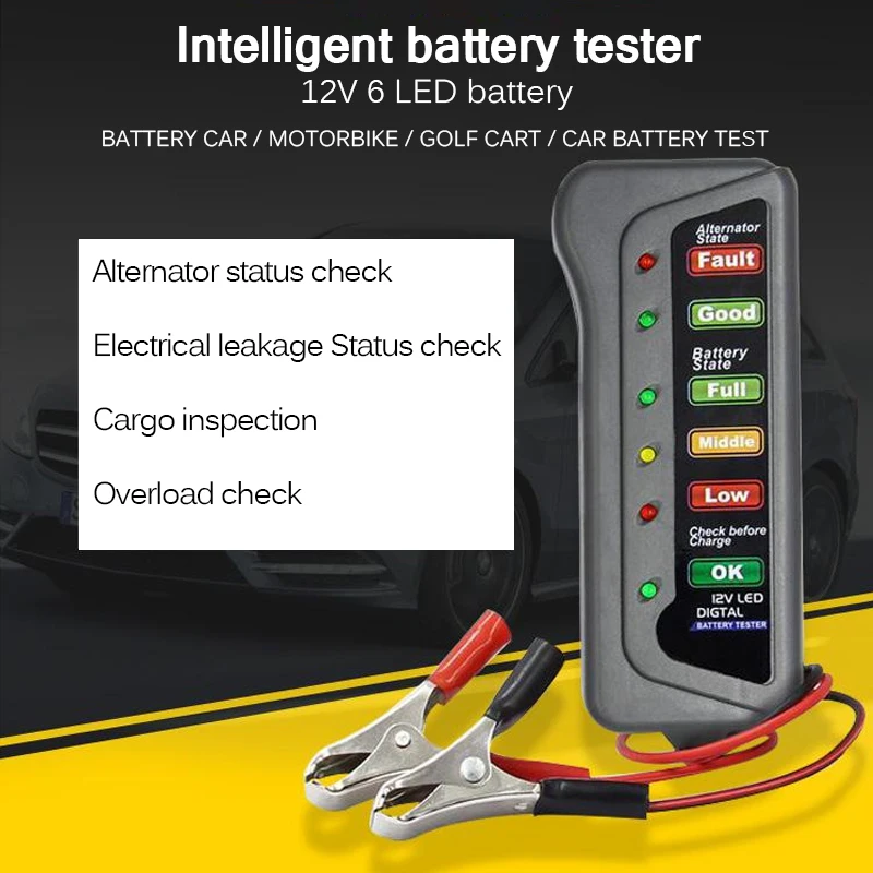 12V автомобильный тестер батареи er ЖК-цифровой анализатор 6 светодиодный системы