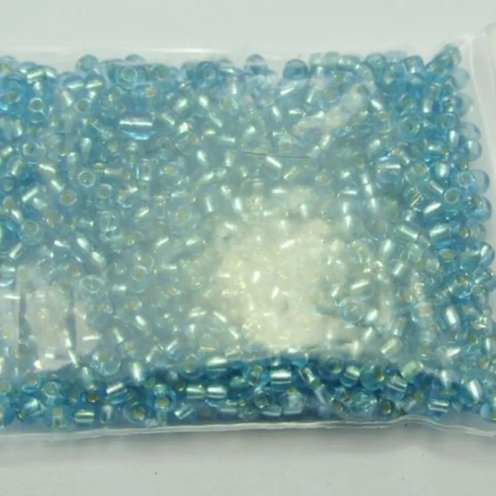 

800 Blue Silver colour -Lined Glass Seed Beads Rondelle 4mm (6/0)