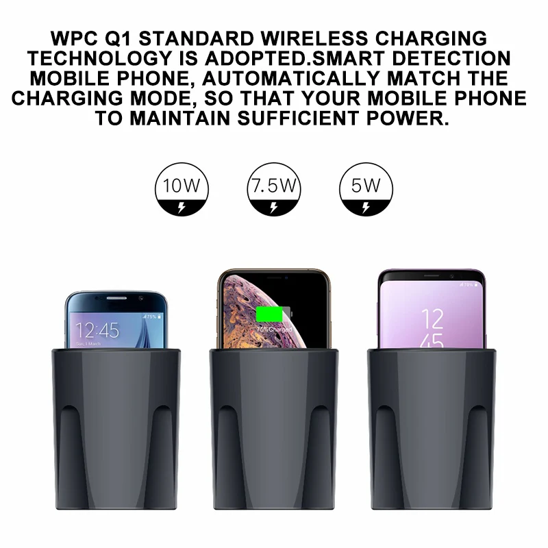 Беспроводное быстрое зарядное устройство для автомобиля черный держатель