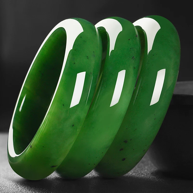 

Fashion Beautiful Female Bangle Green Hand-carved Bracelet Women Men Accessories 56mm-64mm