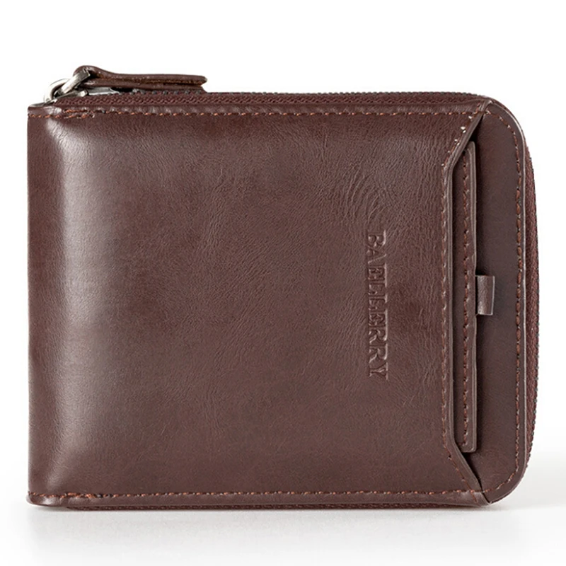 

1PCS Men Soft Leather Coin Zip Pocket Business Wallet ID Credit Card Holder Purse