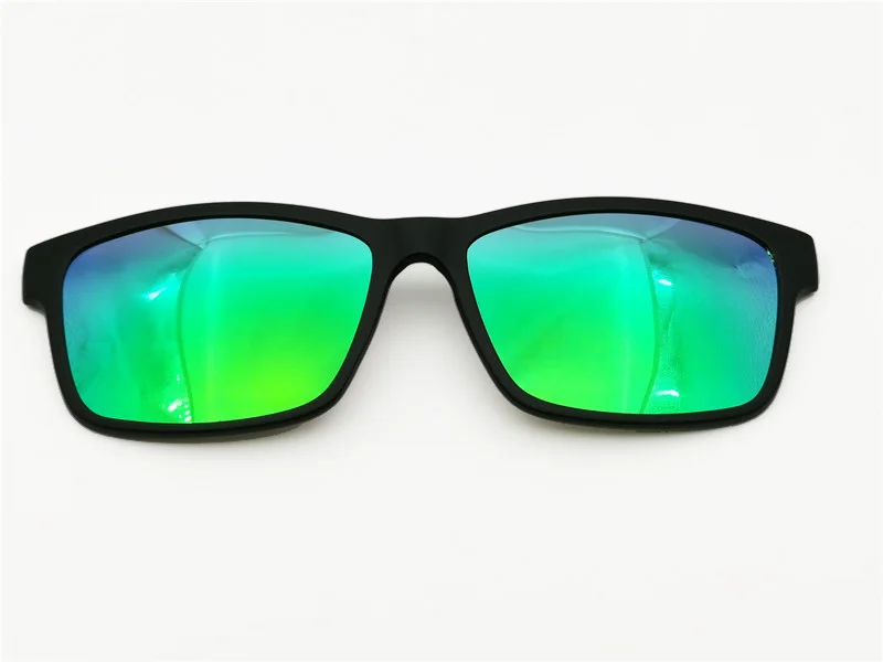 mirror green Модель No TJ010, одиночные линзы TAC, поляризационные, прямоугольной формы, солнцезащитные очки, линзы для близорукости, дальнозоркости, Дополнительные линзы на зажиме - Цвет линз: mirror green