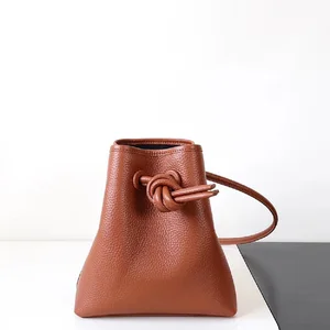 Сумка женская из воловьей кожи, на шнурке, в японском стиле