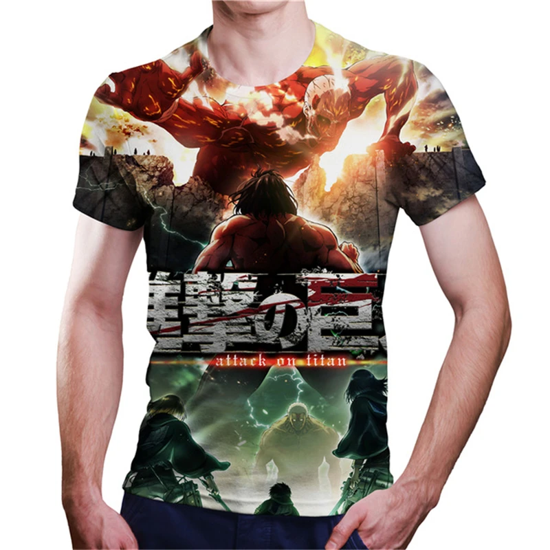 

2021 summeranime clothing Harajuku manga men's anime attack on titan graphic T-shirts short-sleeved round neck quick-drying