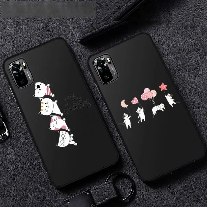 

Creative white Cute cartoon cat Phone Case For Xiaomi Mi Redmi Note 8T 9T 9S 9A 10 7 8 9 Lite pro