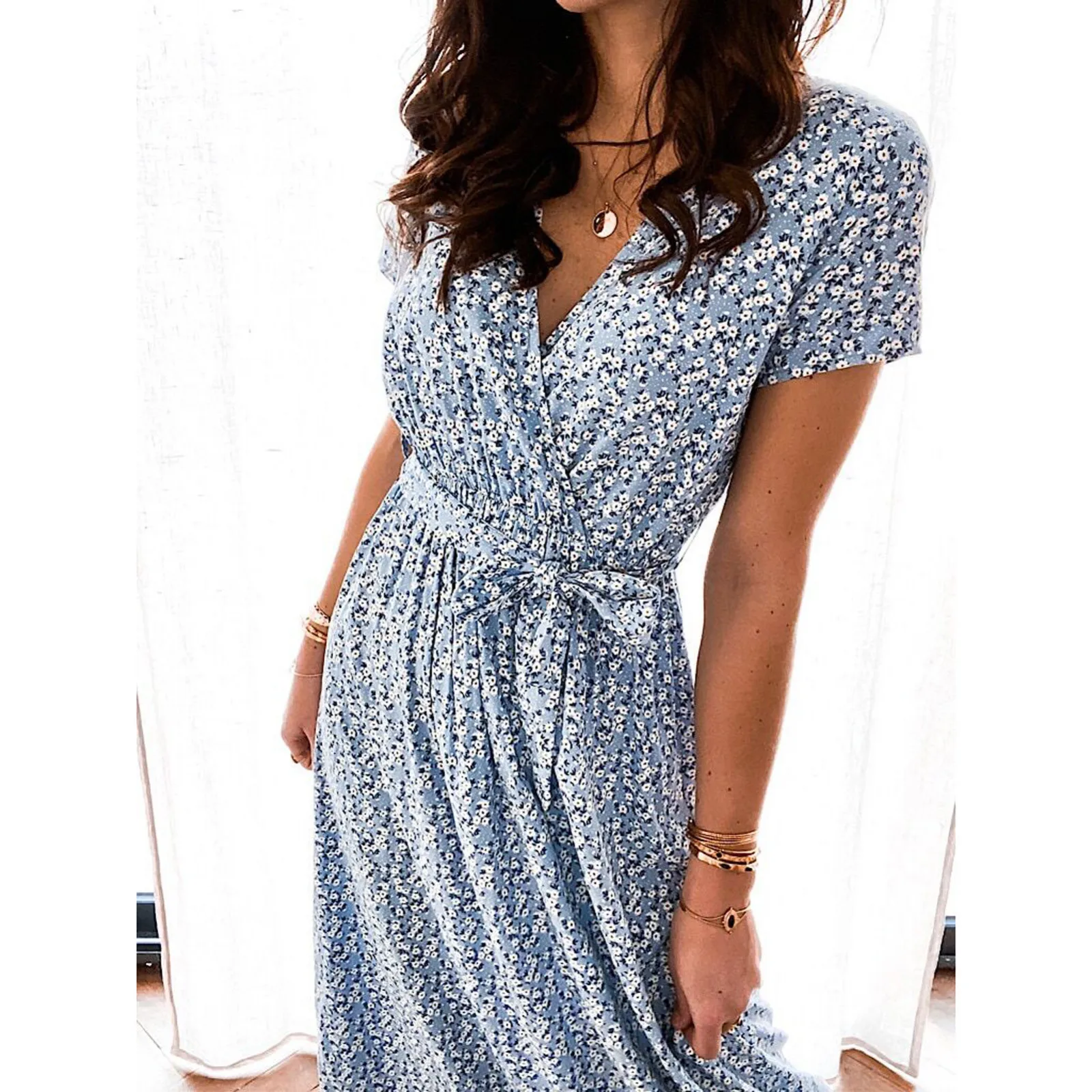 Женское богемное Платье макси с цветочным принтом коктейльное повседневное