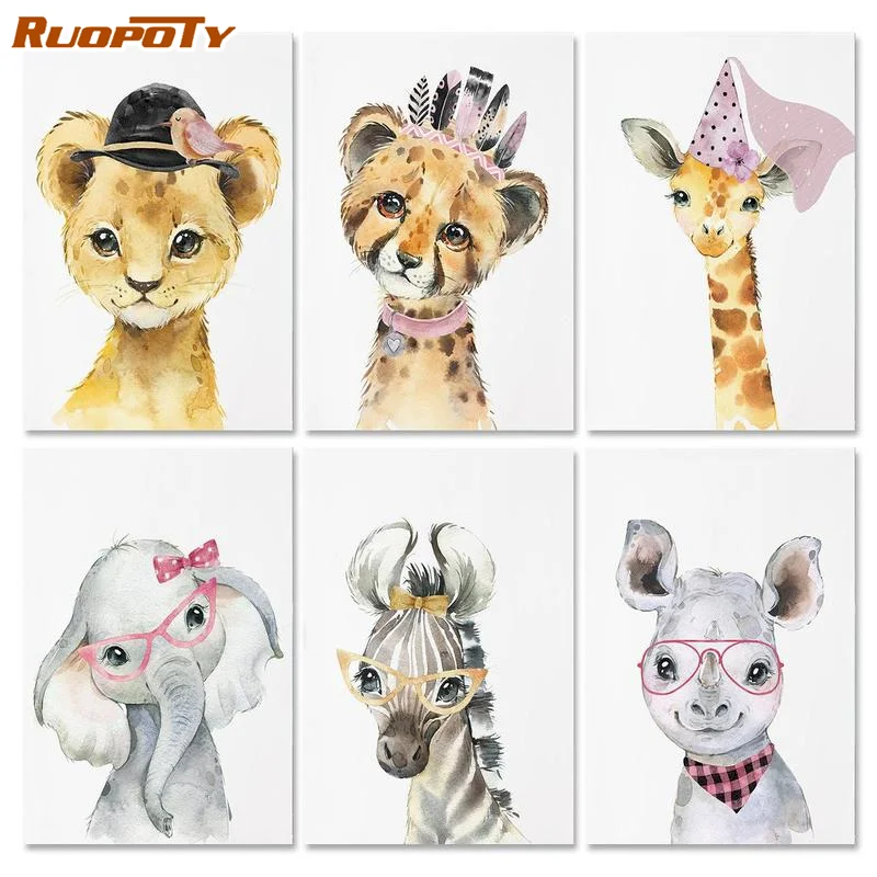 

RUOPOTY Leopard Animals DIY Painting By Numbers Modern Wall Art Hand Painted Acrylic Picture For Home Decor 40x50cm