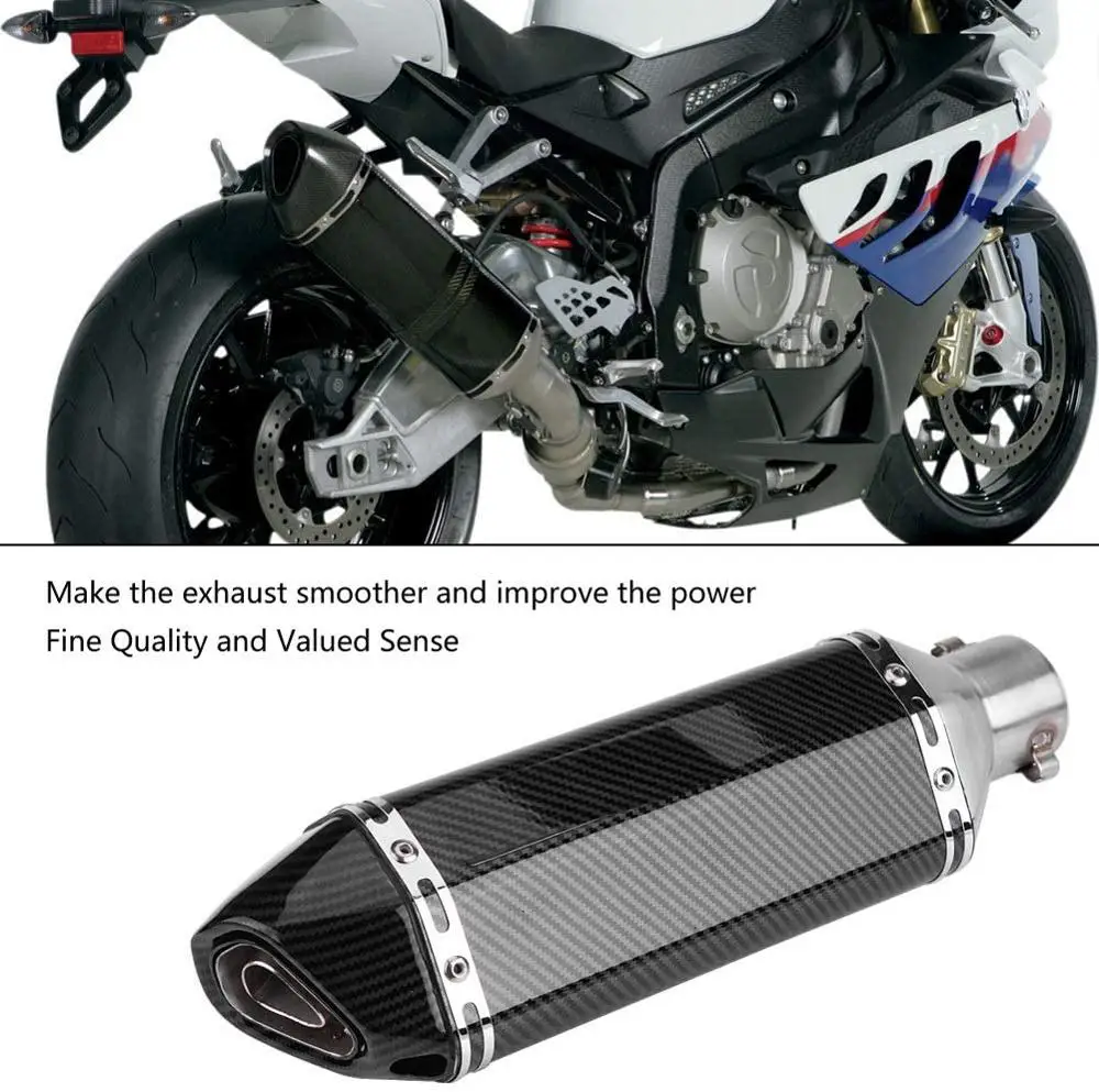 

OURMOTOS Motorcycle Turbo Exhaust Down Pipe Carbon Fiber Moto Silencer With DB Killer Acrapovich Muffler Band Flanges