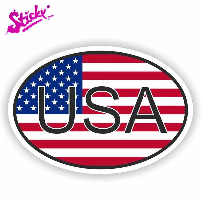 

STICKY Personality Car Sticker USA COUNTRY CODE OVAL WITH FLAG Decal motorcycle Off-road laptop trunk guitar Vinyl sticker