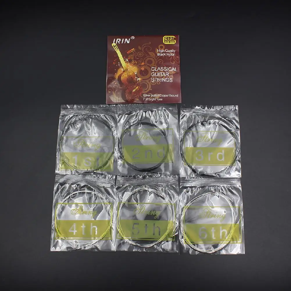 Набор струн для классической гитары IRIN 6 шт. черный нейлоновый сердечник с