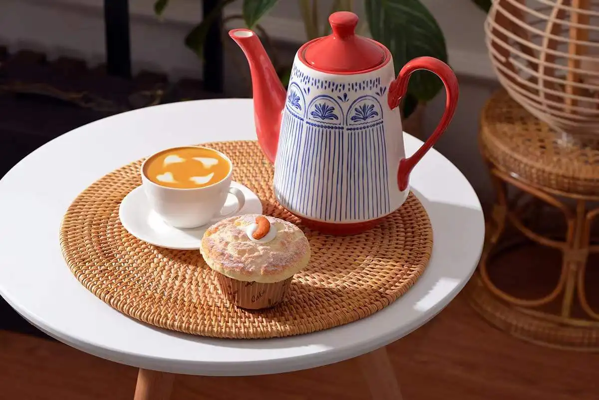 Круглый коврик ручной работы из ротанга с теплоизоляцией 5 шт. |