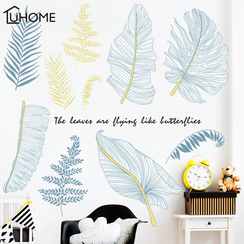 Современная Настенная Наклейка с растительными листьями для гостиной детской