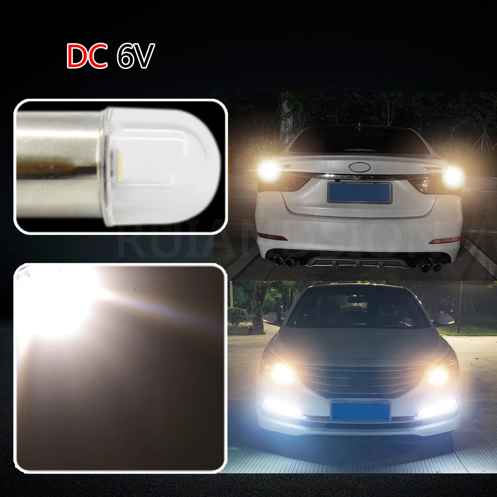 10 шт. 1SMD 6 в Bay9s Bax9s H6W Ba9s светодиодная Автомобильная фара 2835 T4W габаритные огни для