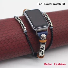 PU Leather Watch Band for Huawei Watch Fit Strap Smartwatch Accessories Retro Fashion Leather wristband bracelet Huawei Watch