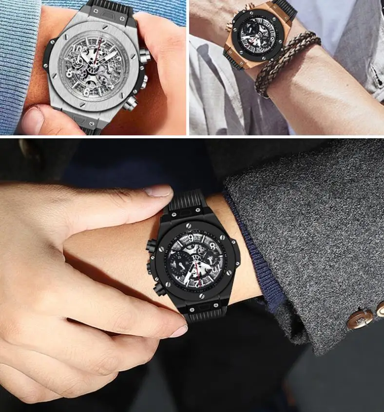 

Top Brand Men's Watch Fashion Military Commercial Luxury Sport Men's Quartz Chronograph Watch Silicone Strap Relogio Masculino