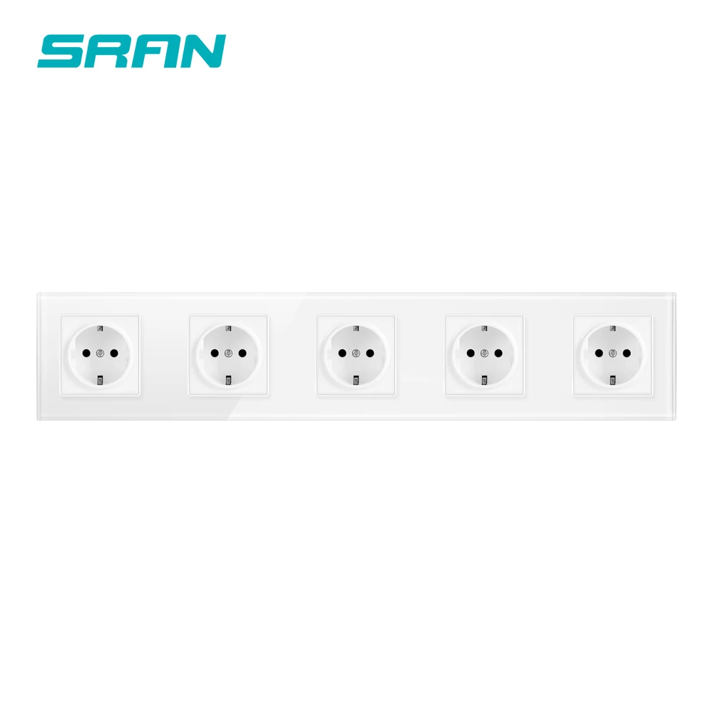 SRAN настенная панель из хрустального стекла многоходовая розетка заземленная 16А
